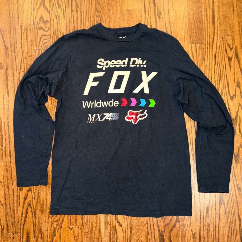 Fox Racing Speed Div. Long Sleeve Graphic‎ T-Shirt Size M Black MX74 Motocross